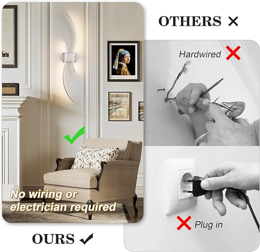 Battery Operated Wall Sconces Set of Two with Remote Control, Battery Wall Light, Stepless Colors 3000K-6000K & Dimming, Nickel Rechargeable Wall Sconces for Living Room, Hallway, Bedroom, 39.3 Inch