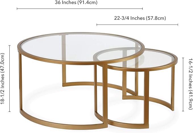 Mitera Round Nested Coffee Table in Brass