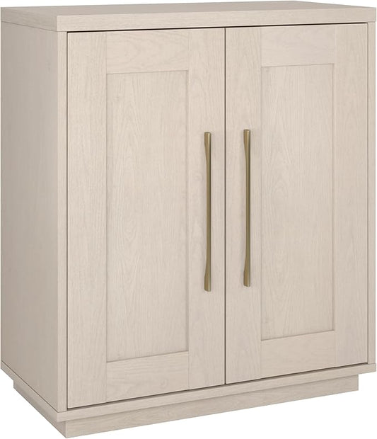 Henn&Hart 28" Accent Cabinet, Modern Sideboard Buffet Cabinet with 2 Doors and an Adjustable Shelf for Living Room, Dining Room, Bedroom or Entryway, Alder White