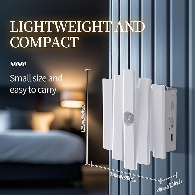 Rechargeable Motion Sensor Wall Sconce, Battery Operated Indoor Night Light with Magnetic Mount, RGB Colorful LED Ambient Lighting for Hallway, Stairs, Bathroom & Kids Room (USB-C)
