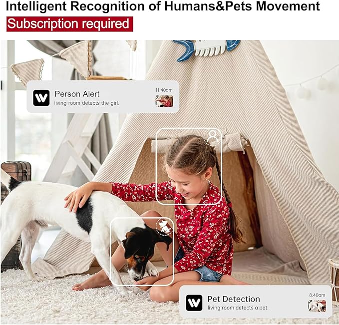 Indoor Security Camera - 5G & 2.4GHz Dog/Pet WiFi Security Camera & Motion Detection, 360° Pan/Tilt Plug-in Indoor Camera for Home Security, Smart AI 911 One-Click, US Cloud Storage (2Pack)