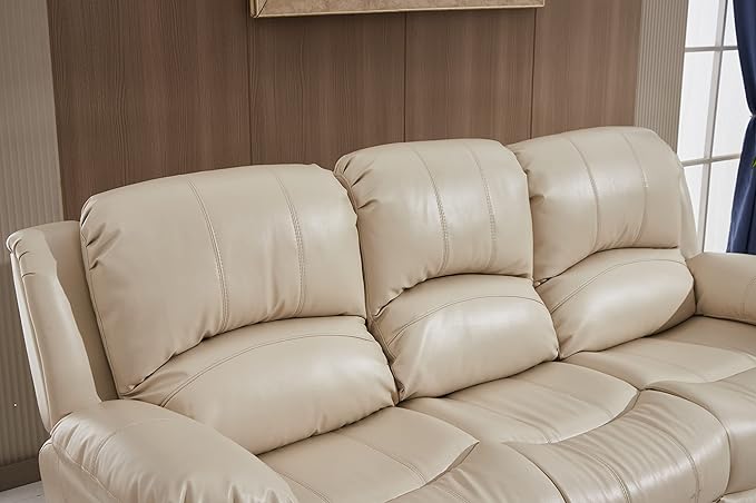Betsy Furniture Power Reclining Bonded Leather Living Room Set (Beige, Sofa)