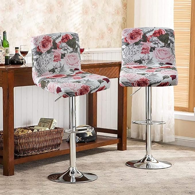 Levoberg Bar Stools Cover Set of 2 Printed Armless Swivel Barstools Slipcovers with Backs Stretch Square Counter Height Bar Stools Covers Mid Low Back Chair Cover for Kitchen Dining Room Bar #9