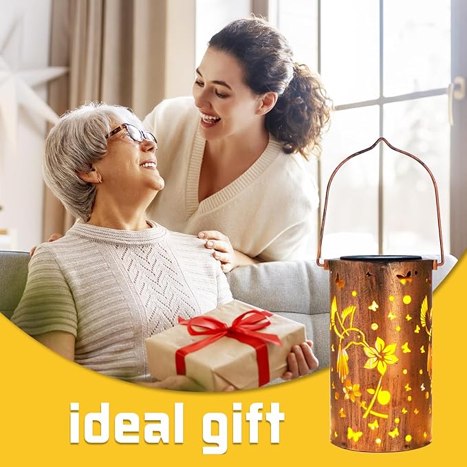 Mothers Day Gifts, 2 Pack Solar Lanterns Outdoor Waterproof Hummingbirds Birthday Gifts for Women Mom Grandma Garden Decor Hanging LED Decorative Light for Patio Yard Lawn Gardening Gifts