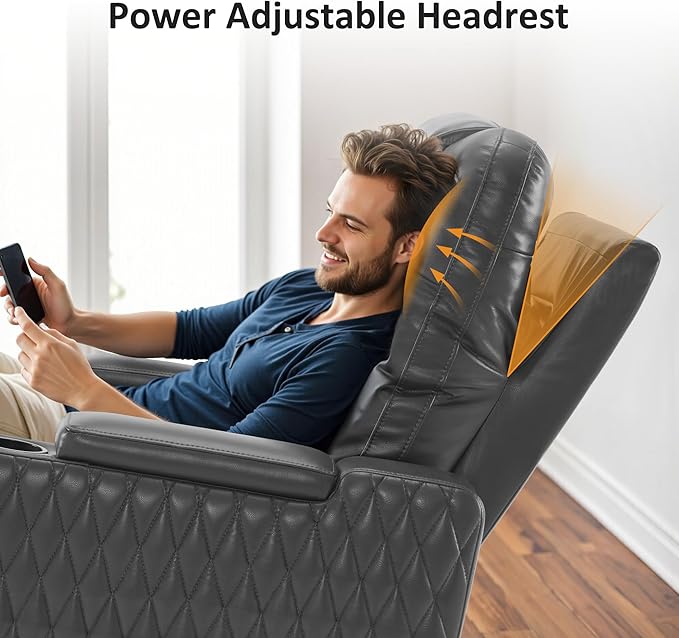 MCombo 80" Zero Gravity Oversized Power Reclining Loveseat with Adjustable Headrest for Living Room, Double Recliner Sofa with USB & Type C, Armrest Storage & LED Light HTS401SET