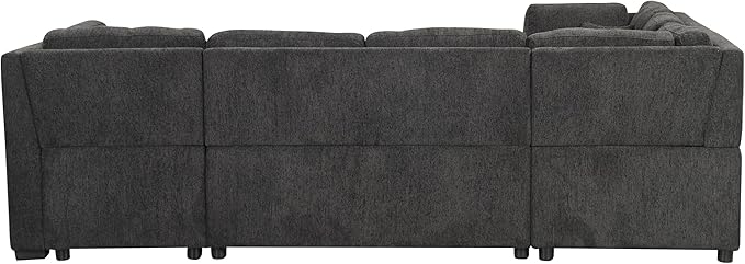 ERYE 108-Inch U-Shaped Sleeper Sectional Sofa with Pull Out Couch Bed for Living Room, Comfy Chenille Upholstered Corner Sleeper Sofabed with Storage Chaise & Power Sockets