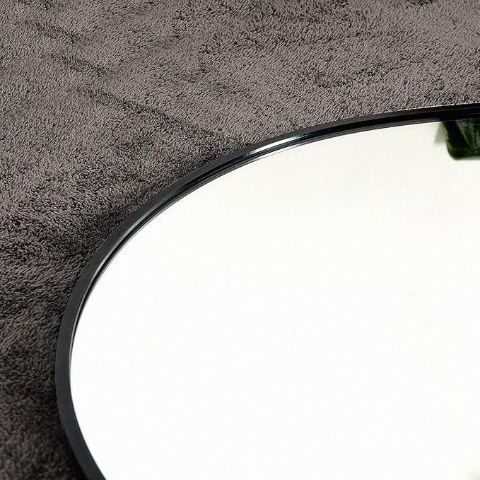 71"26" Arched Floor Mirror With Stand, Black Aluminum Frame, Freestanding or Wall Mounted, Modern Home Decor
