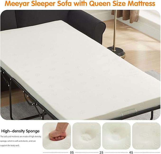 Pull Out Sofa Bed with Mattress, 57" Convertible Sofa Bed Loveseat, Twin Sleeper Sofa Couch with Pocketed Coil Seating, Upholstered Fabric Sofa Bed for Small Spaces,Black | sofa bed, futon sofa bed, sofa bed couch, Sleeper Sofa, pull out sofa bed