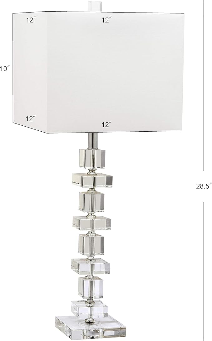 SAFAVIEH Lighting Collection Deco Clear/Chrome Crystal 29-inch Table Lamp Set of 2 with USB Charging Port (LED Bulbs Included)