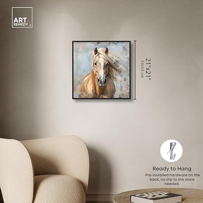 Art Remedy Rustic Rider Canvas Horse Wall Art, Black Frame, 20" x 20"