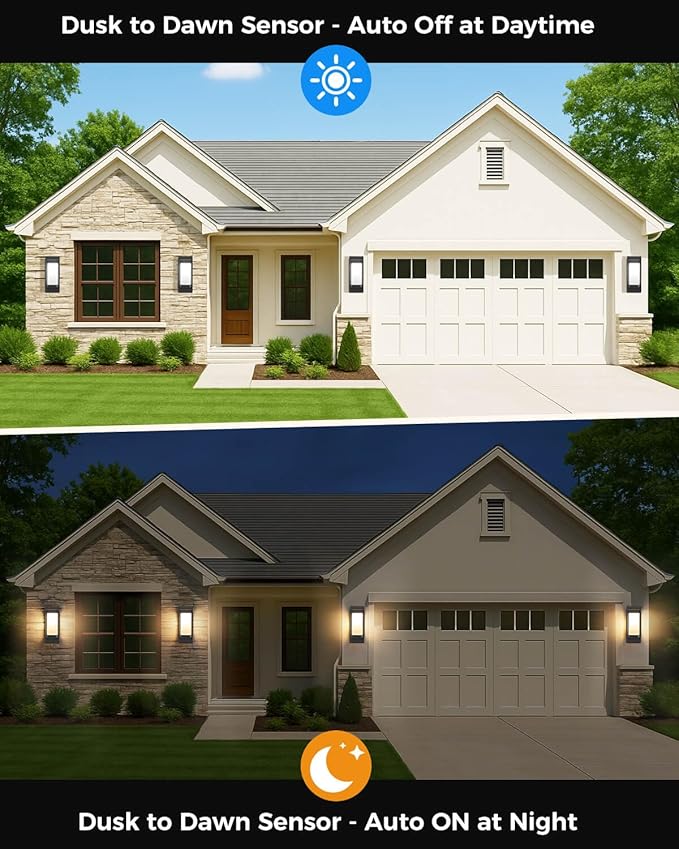 RAYVO Smart Outdoor Wall Light, RGB Color Changing Sconce with App & Voice Control, Dusk to Dawn Outdoor Lighting, Adjustable 2700K–6500K, Waterproof Exterior Light Fixture for House Porch Garage