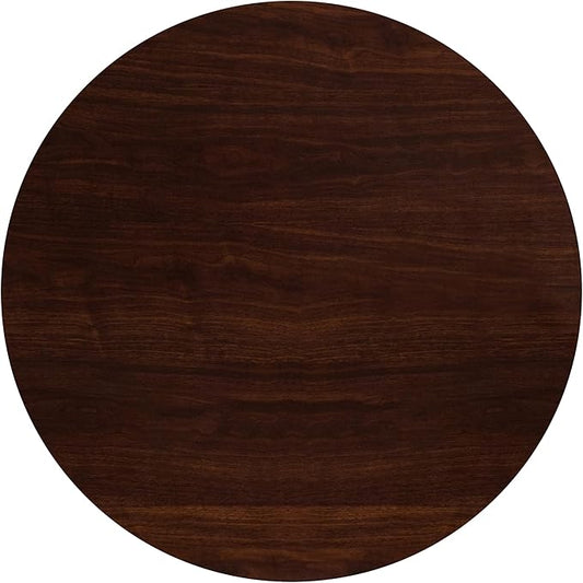 Flash Furniture Glenbrook 48'' Round High-Gloss Walnut Resin Table Top with 2'' Thick Drop-Lip