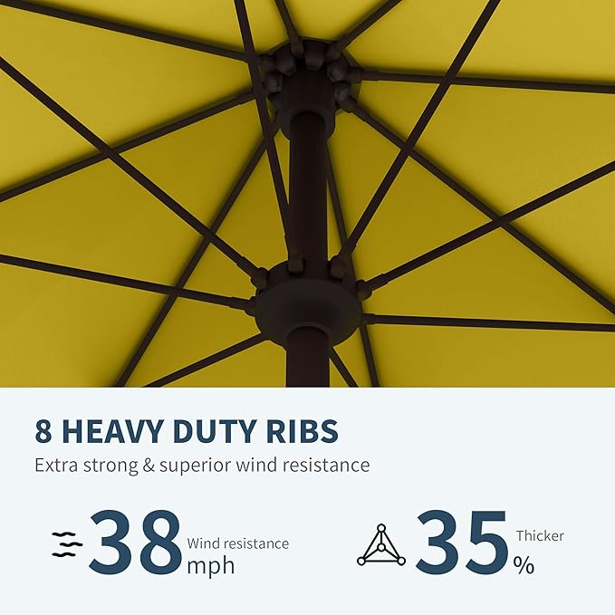 PatioKingdom 11FT Patio Umbrella,Outdoor Umbrella with Push Button Tilt and Crank,Market Table Umbrella with 8 Sturdy Fiberglass Ribs UV Protection