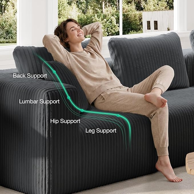 Novilla Modular Sectional Sofa, Modern Cloud Sectional Couch with Smarts Coil® Support, Upholstered Boneless Couch for Living Room Apartments Bedroom, No Assembly Required, Dark Gray (Left-Arm Chair)
