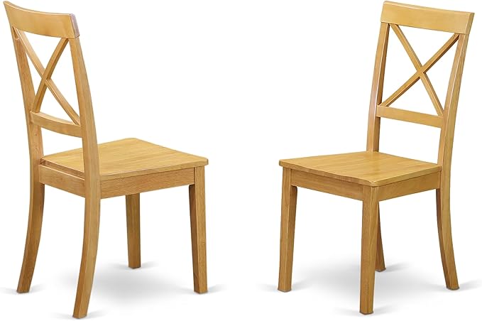 East West Furniture ANBO5-OAK-W 5 Piece Modern Dining Table Set Includes a Round Kitchen Table with Pedestal and 4 Dining Chairs, 36x36 Inch, Oak
