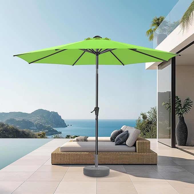 HOMSHADE Outdoor Patio Umbrella - Market Table Pool Deck Umbrella with Push Button Tilt, Crank, UPF50+ UV Protection and Sturdy Ribs, 3-Year Fade Resistance, 220GSM Solution-Dyed Fabric (No base)