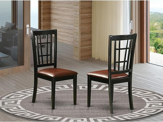 East West Furniture Nicoli 39" Faux Leather Dining Chairs in Black (Set of 2)
