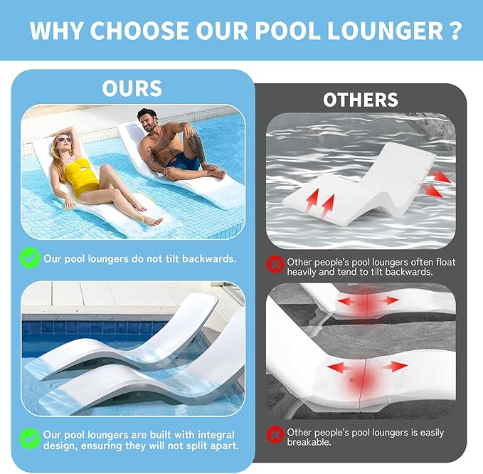 in Pool Lounge Chairs,Pool Lounger for Sun Shelf,Waterproof Patio Furniture with Weather-Resistant Design,Beach & Shallow Water Relaxation,1PC