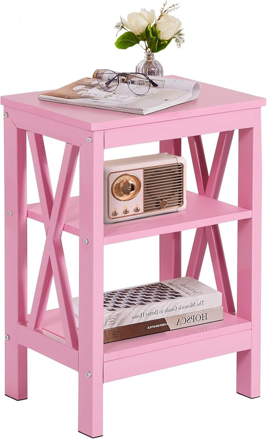 VECELO Modern Nightstands X-Design Side End Table Night Stand with Storage Shelf for Bedroom,Living Room,