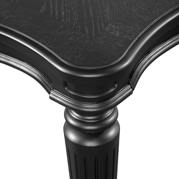Furniture of America Seabliss Glam Solid Wood 84-inch Dining Table with Turned Fluted Legs, Seats up to 6, for Home, Kitchen, Living Room, Black
