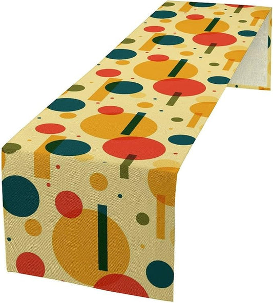 Mid Century Boho Table Runner Modern Colorful Geometric Rustic Farmhouse Dining Table Ruuner Decoration for Kitchen Dining Room 13x90in