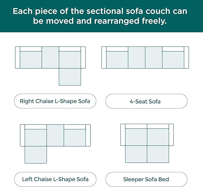 Acanva Corduroy Convertible Modular L Shaped Sectional Sofa, 4 Seater Free Combination Corner Couch, Convertible to DayBed, Wide Loveseat with Moveable Ottomans for Small Spaces, Sleeper Bed, Yellow