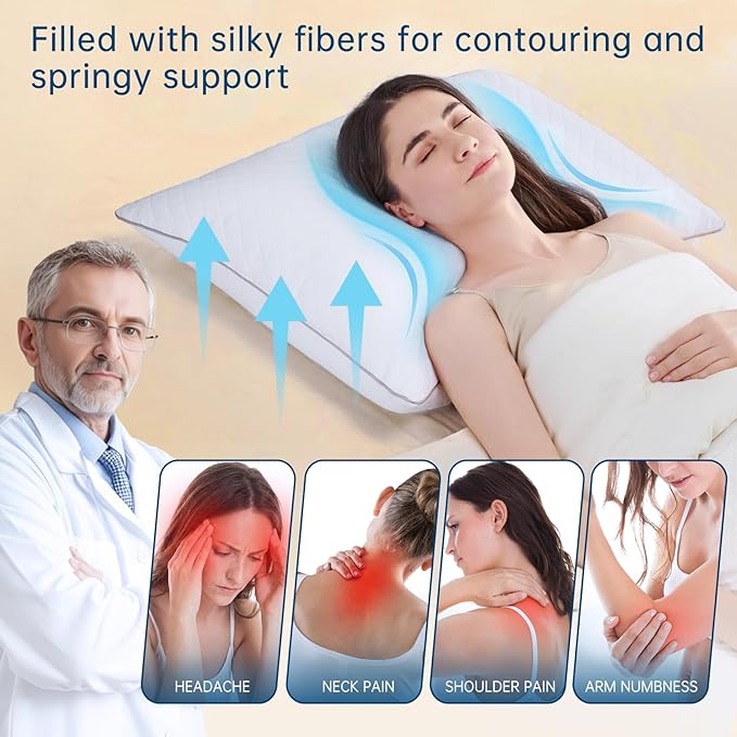JOLLYVOGUE King Size Pillows, Oeko-Tex Certified Bed Pillows for Side, Back, and Stomach Sleepers - Medium Support Down Alternative Filling, Machine-Washable