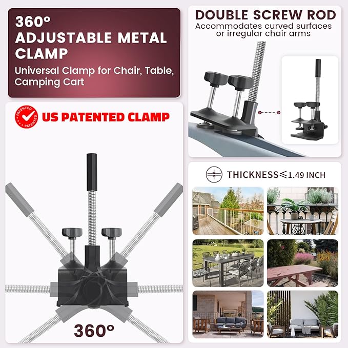 Chair Umbrella with Clamp,2PACK 53 inches Double Canopy Beach Chair Umbrella with Universal Clamp,50+ UV Protection,360° Swivel,Folding Clip on Sun Umbrellas for Table,Camping,Bench Chairs,Golf Cart