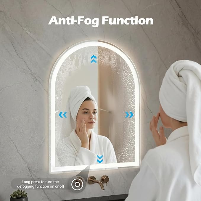 Simple Deluxe 20x28 inch Arched Mirror for Bathroom Vanity Mirror or Wall Decor, Arch Mirror Brushed Metal Frame, Wall Mounted Mirror for Bathroom LivingRoom Bedroom Entryway(20''×28'')