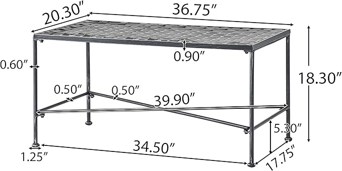 Christopher Knight Home Petra Iron Coffee Table, Black Brush Silver (296746)