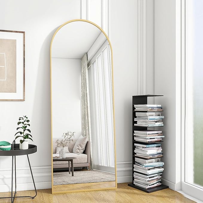 OGCAU Full Length Mirror, 65"x22" Arched Full Body Mirror, Hanging, Leaning or Standing, Wall Mounted for Bedroom Living Room, Gold