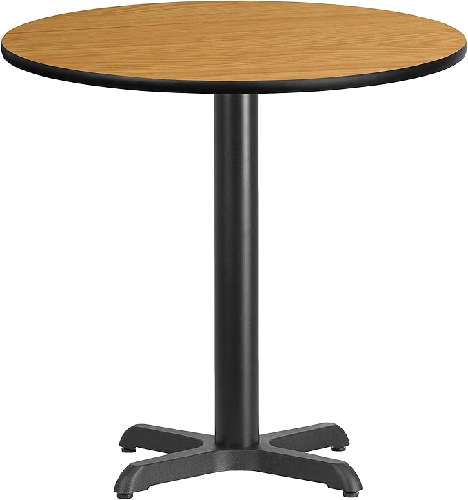Flash Furniture Graniss 30'' Round Natural Laminate Table Top with 22'' x 22'' Table Height Base