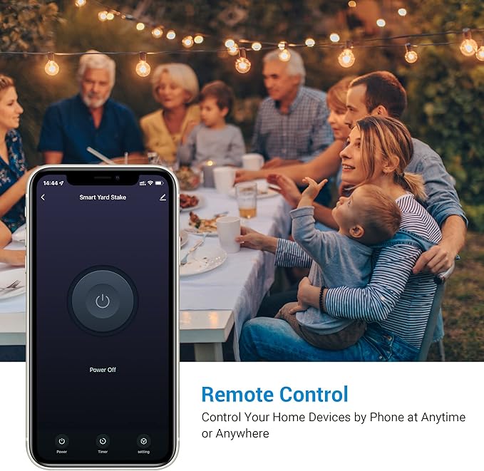 DEWENWILS WiFi Outdoor Outlet Timer, Smart Yard Stake Plug with 6 Outlets, Remote& Voice Control, Waterproof Power Stake Timer with 6Ft Cord, Alexa& Google Assistant Compatible, 1875W/15A, FCC Listed