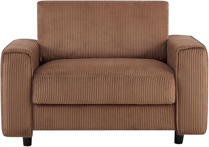 AC Pacific Derek Modern Corduroy Accent Chair for Living Room, Tufted Arm Chair with Plush Upholstery, High-Density Foam, Sleek Black Legs, Durable Wooden Frame, Chair, Brown