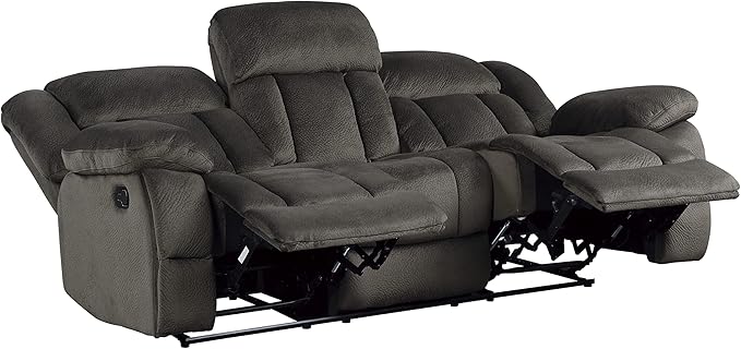 Lexicon Home Theater Seating, Wall Hugger Manual Reclining Sofa, 3-Seat Dual Recliner Sofa for Living Room, 90" W Sofa, Chocolate