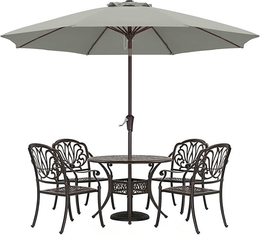 ABCCANOPY 10FT Patio Umbrella, Outdoor Waterproof Table Umbrella with Push Button Tilt and Crank, 8 Ribs UV Protection Pool Umbrella for Garden, Lawn, Deck & Backyard (Gray)