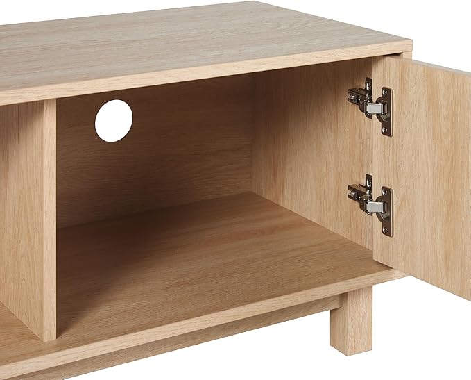 Walker Edison Arundo Fluted TV Stand for TVs up to 65 Inches, 58" TV Stand, Coastal Oak