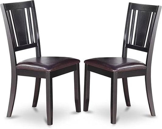 East West Furniture DUC-BLK-W Dudley Dining Room Chairs - Slat Back Solid Wood Seat Chairs, Set of 2, Black