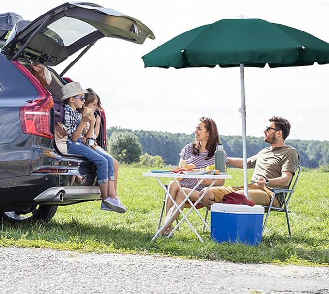 AMMSUN 6FT Portable Picnic Outdoor Canopy Sunshade Beach Umbrella with Tilt Function, Small Patio Umbrella - Green