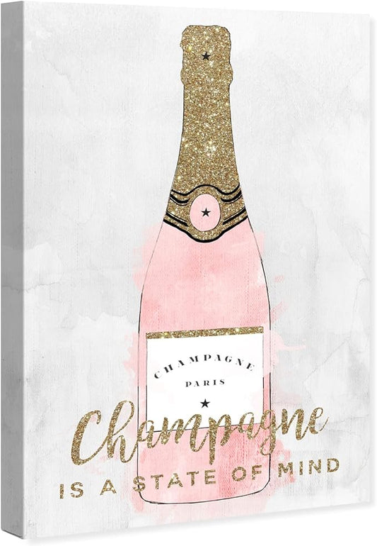 The Oliver Gal Artist Co. Drinks and Spirits Wall Art Canvas Prints 'Champagne Mind Glitter' Champagne