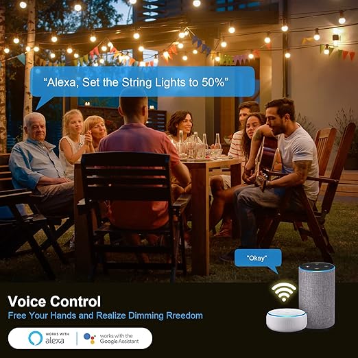 New One Smart Dimmer Plug Outdoor, IP65 Waterproof WiFi Dimmable Smart Outlet, Compatible with Google Assistant, Alexa