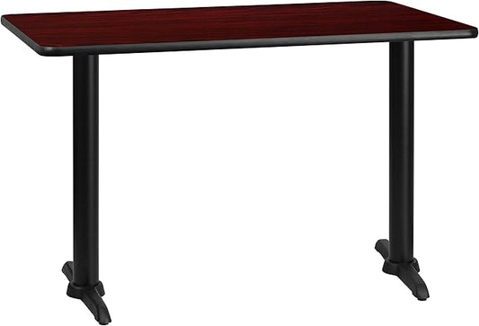 Flash Furniture 30'' x 48'' Rectangular Mahogany Laminate Table Top with 5'' x 22'' Table Height Bases