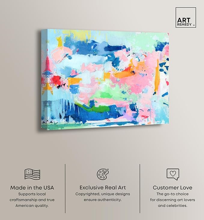 Art Remedy Peaceful Haven Canvas Bright Colorful Abstract Wall Art, Gallery Wrapped, 45" x 36"
