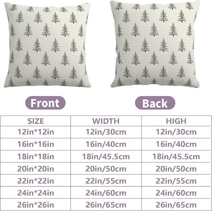 Christmas Tree Throw Pillow Covers Green White Xmas Pillow Cases 20x20 Inch Set of 2 Vintage Rustic Outdoor Seasonal Pillowcase Winter Holiday Farmhouse Decoration for Home Couch