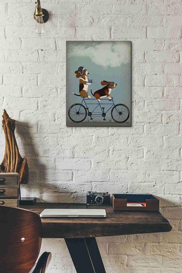 Epic Graffiti 'Basset Hound Tandem' by Fab Funky Canvas Wall Art, 12"x16"