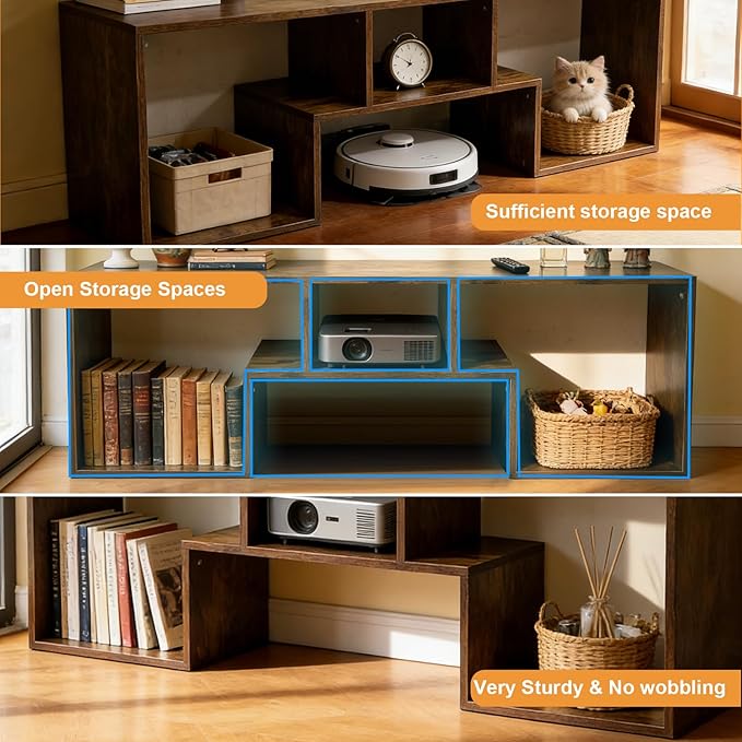 Lightdot TV Stand for TVs up to 55'', Modern Entertainment Center with Storage Open Shelf Large capacity for collection, Media Table TV Console for Living Room/Bedroom/Sofa Cabinet,Easy Assembly-Amber