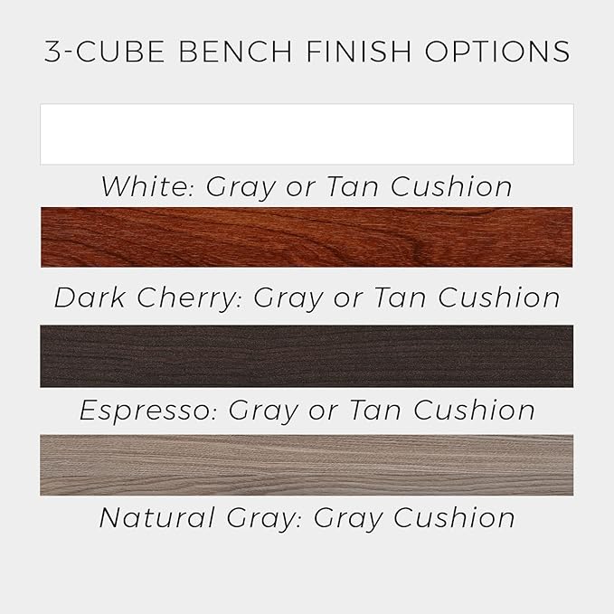 ClosetMaid 1633 Cubeicals 3-Cube Storage Bench, Dark Cherry with Gray Cushion