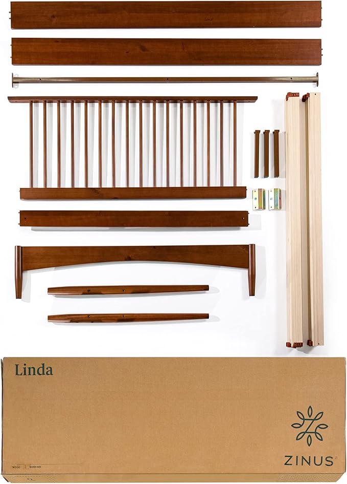 ZINUS Linda Mid Century Wood Platform Bed Frame, Solid Wood Foundation, Wood Slat Support, No Box Spring Needed, Easy Assembly, Twin