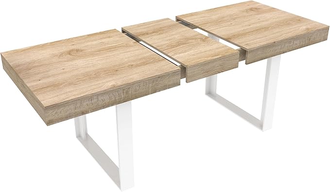KEIKI 62.99'' to 78.7'' Extendable Dining Table, Modern Farmhouse Expandable Kitchen Table for 6-10 People, Large Wooden Conference Table