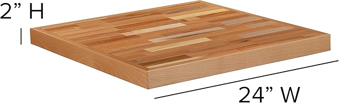 Flash Furniture Mayfair 24" Square Butcher Block Style UV Treated Commercial Grade Table Top